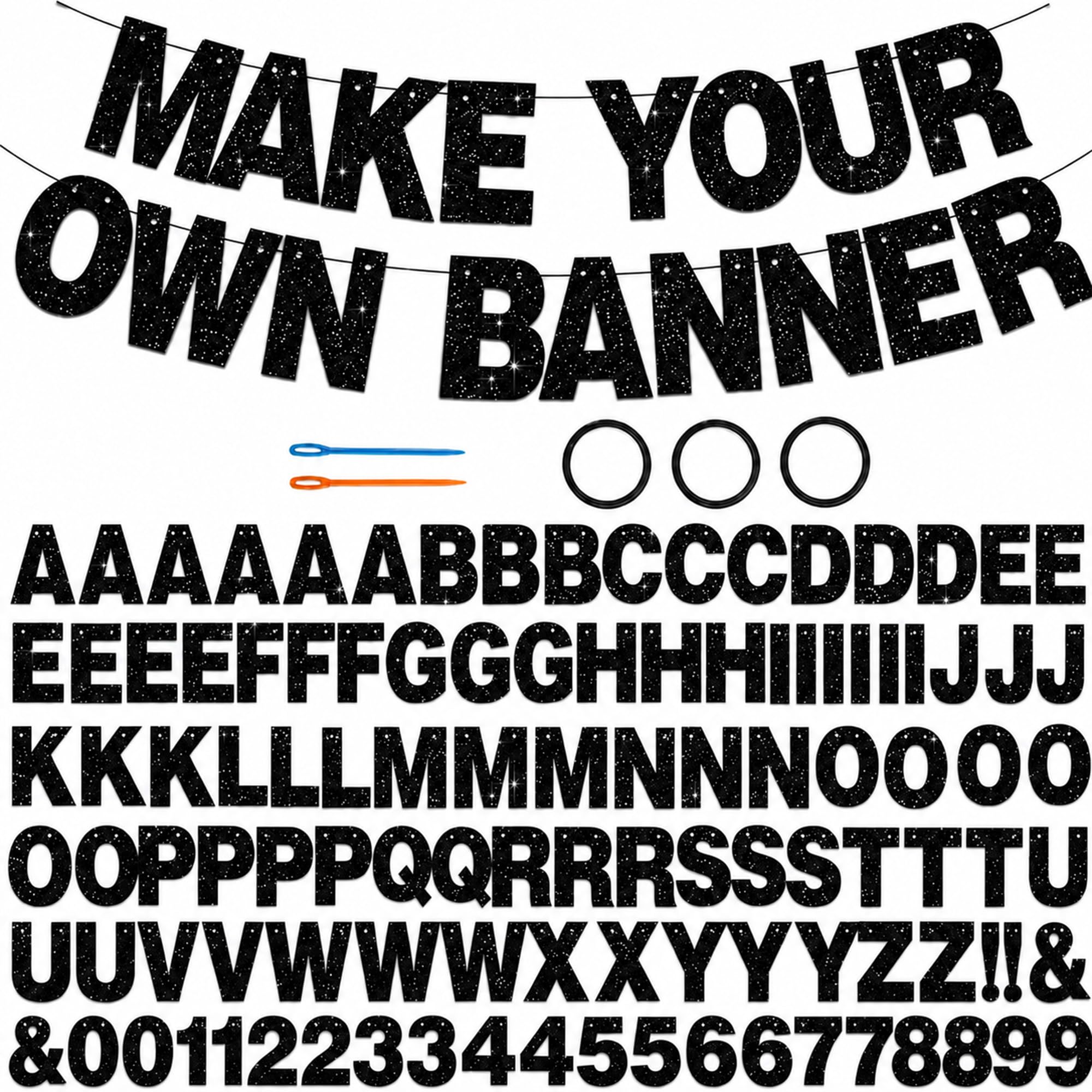 116 Custom Banner, DIY Personalized Banner, Glitter Letter Birthday Banners for Wedding Graduation Party Decoration