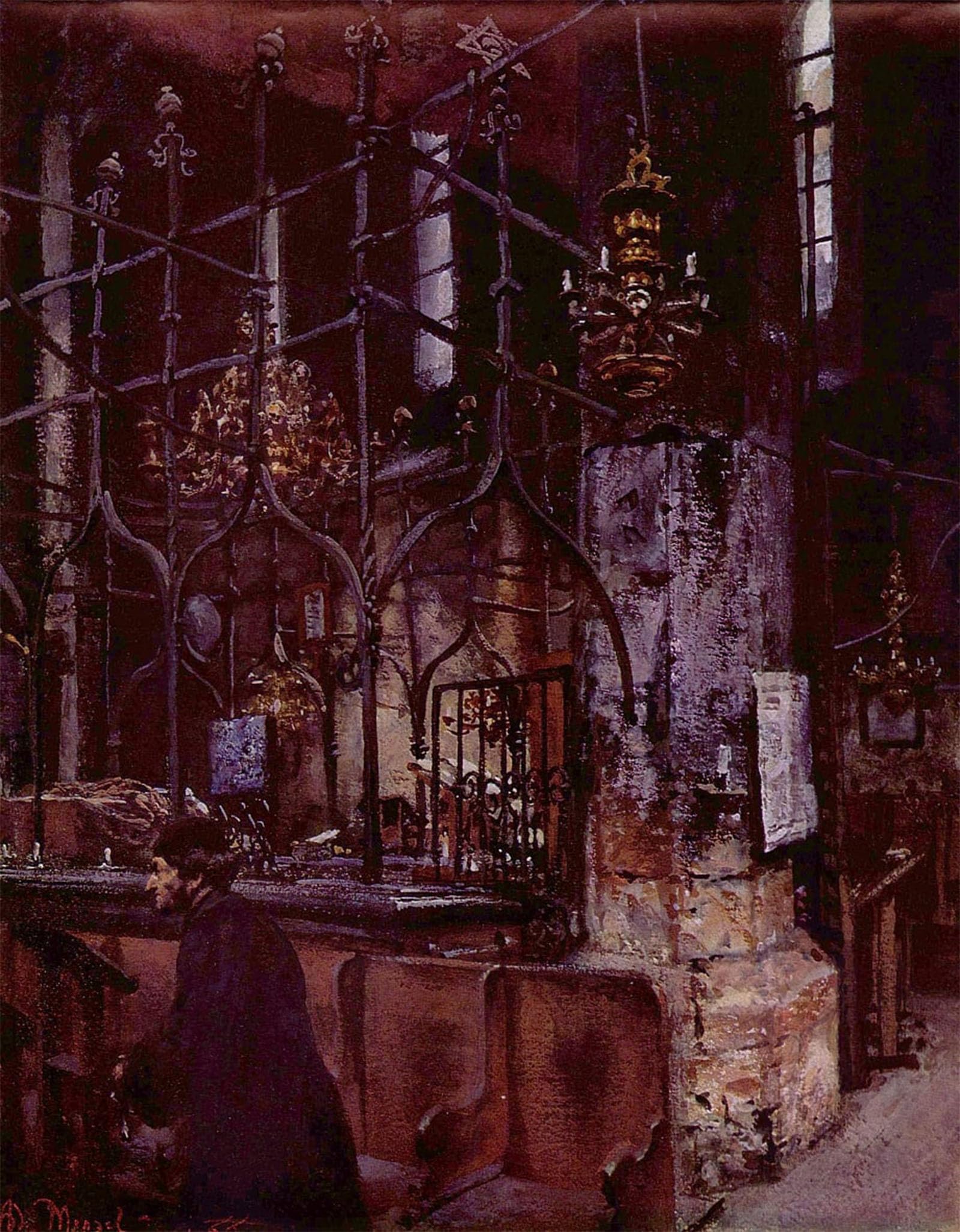SERENDIPITP Vintage Picture Print on Canvas Wall Art Poster Old synagogue in Prague by Adolph Menzel Artwork Print Poster for Wall Decor 60x90cm