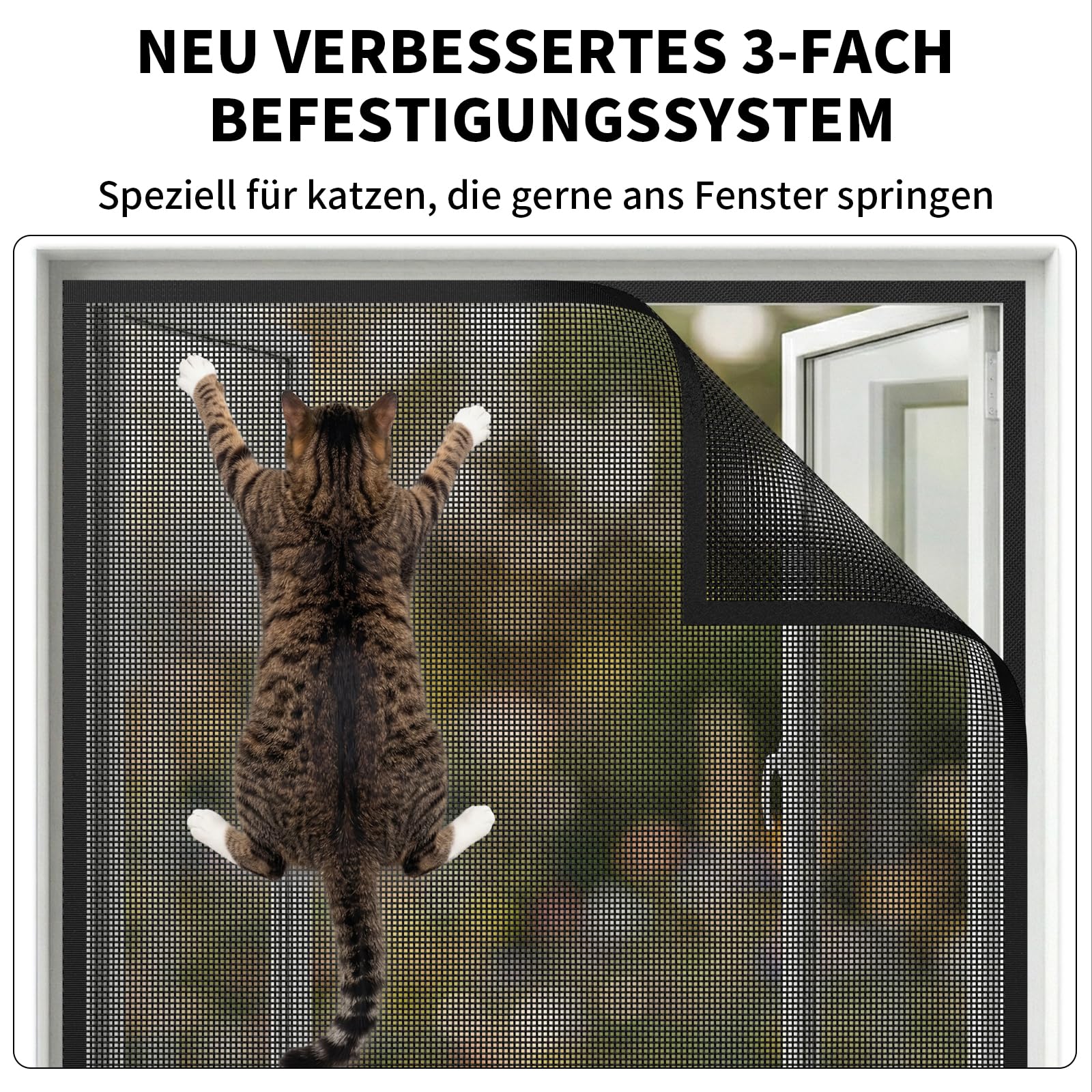 BKSAI Katzennetz Fenster Fliegengitter Katzensicher Katzengitter Ohne Bohren Katzennetz Kratzfest Katzenschutz Fenstergitter Stabil für Fenster Dachfenster Balkontür 130X150CM