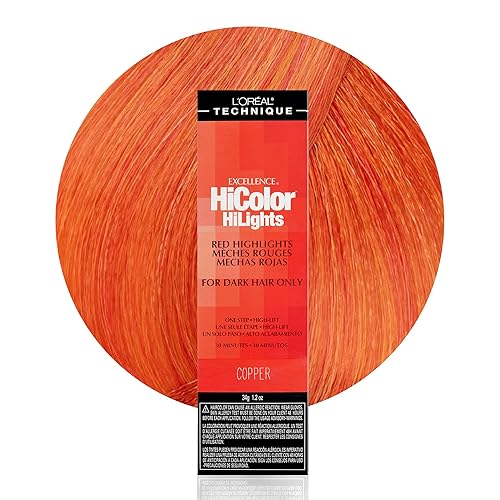 L'OREAL TECHNIQUE HiColor Red HiLights - Permanent Hair Color for Dark Hair, Intense Red Highlights, No Pre-Lightening Required, Rich, No-Drip