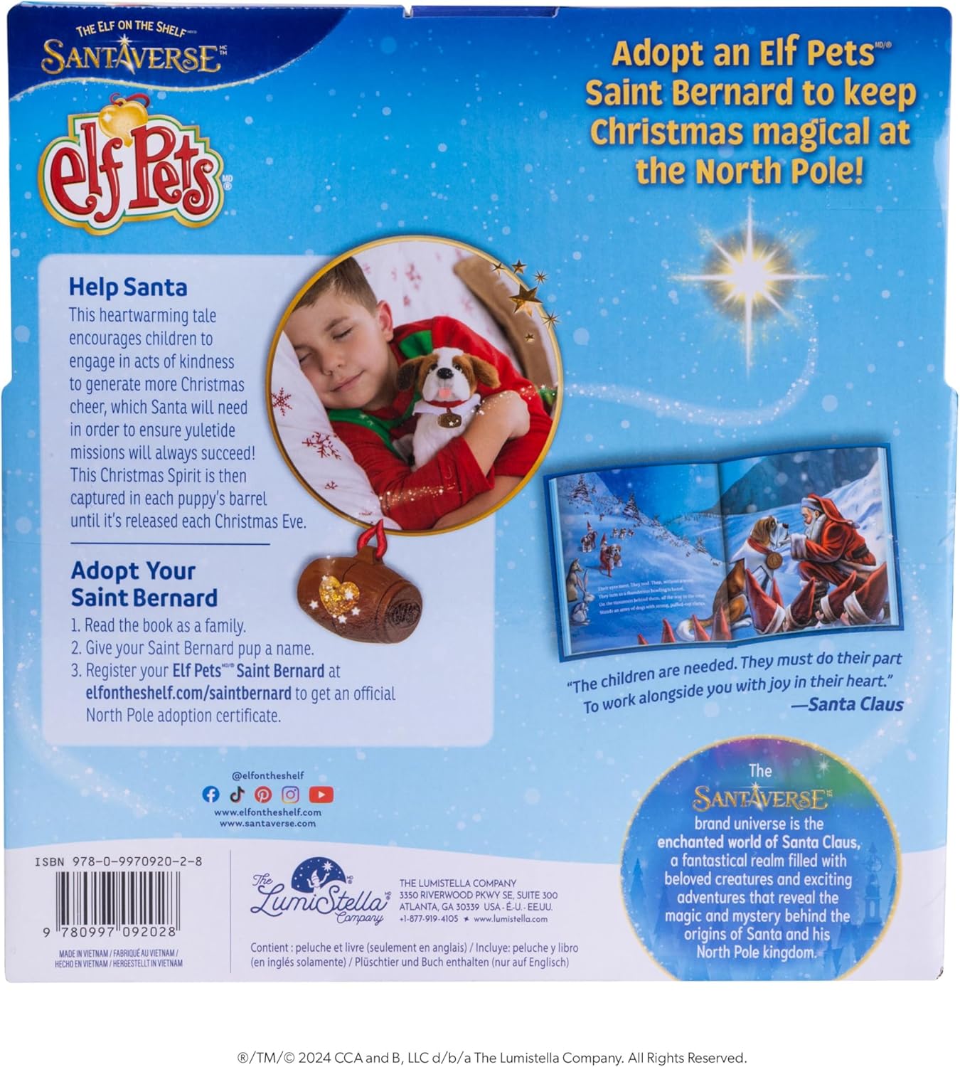 Elf Pets: A Saint Bernard Tradition- Includes Beautifully Illustrated Hardbound Storybook, Huggable Elf Pet St. Bernard Stuffed Animal with Barrel Charm and Official Adoption Certificate