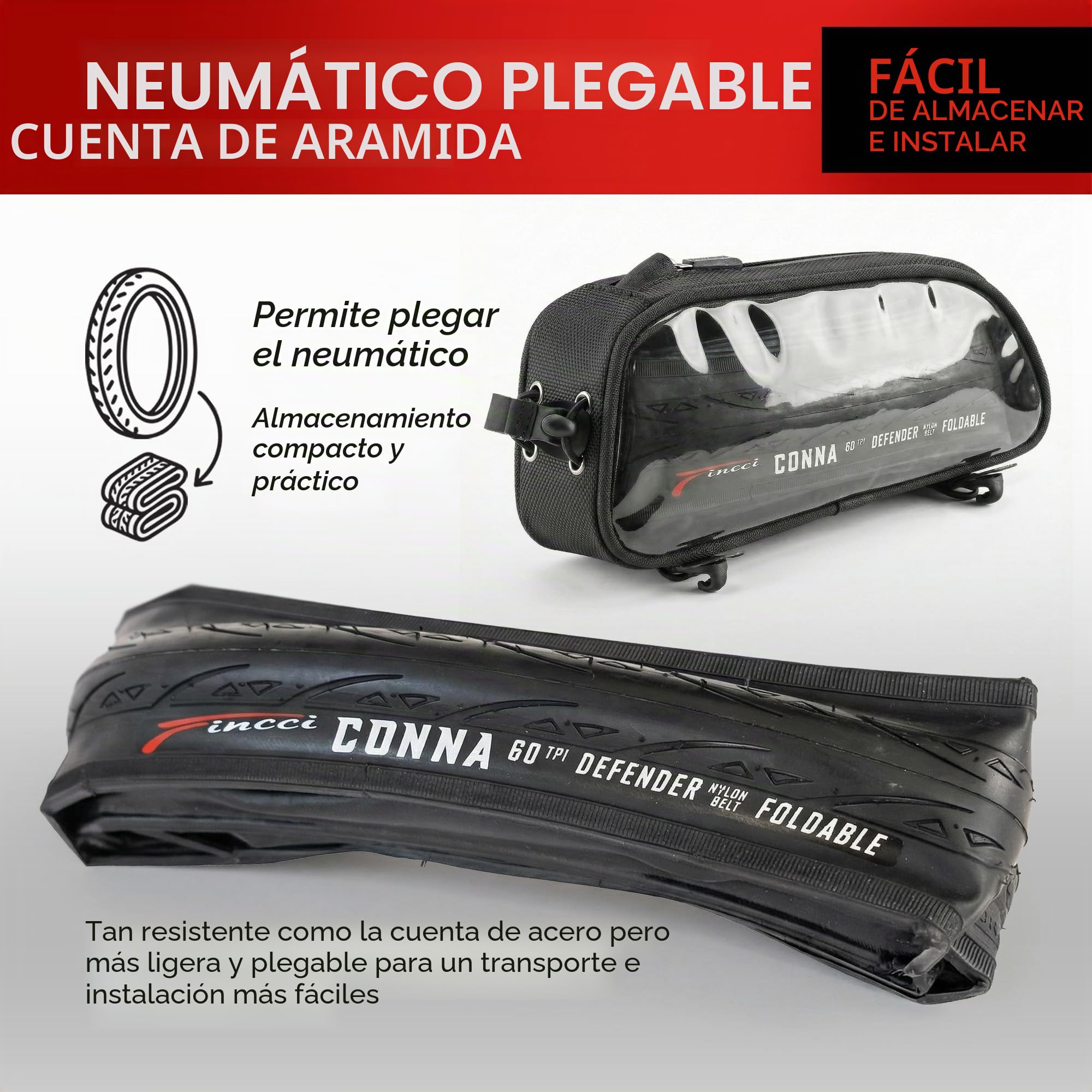 Fincci Cubiertas Bicicleta Carretera 700x25 - Plegable Gomas 28 y 1mm Antipinchazos con 2X Cámaras 25-622 de Aire Presta 60TPI - Neumaticos para Electro Ciclo Carrera Sport Bici - Paqute 2