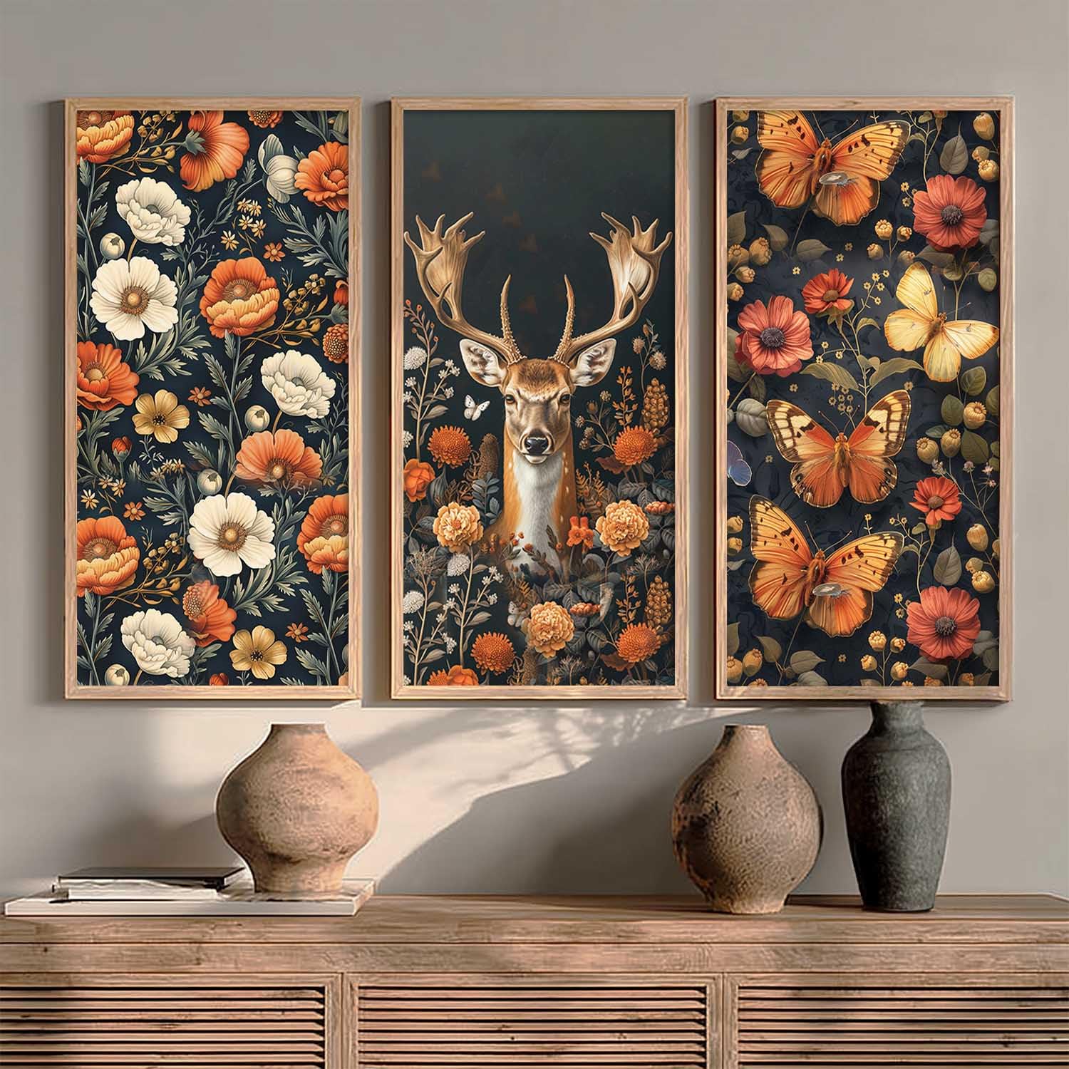 Kotart Abstract Wall Art Set - 3 Floral Prints -11 Kotart Abstract Wall Art Set - 3 Floral Prints -11