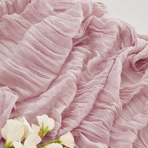 Miniatura 2 de Paquete de 10 caminos de mesa de estopilla de 13.3 pies, color verde oliva, bohemio, de gasa de 35 x 160 pulgadas de largo, romántico, transparente,