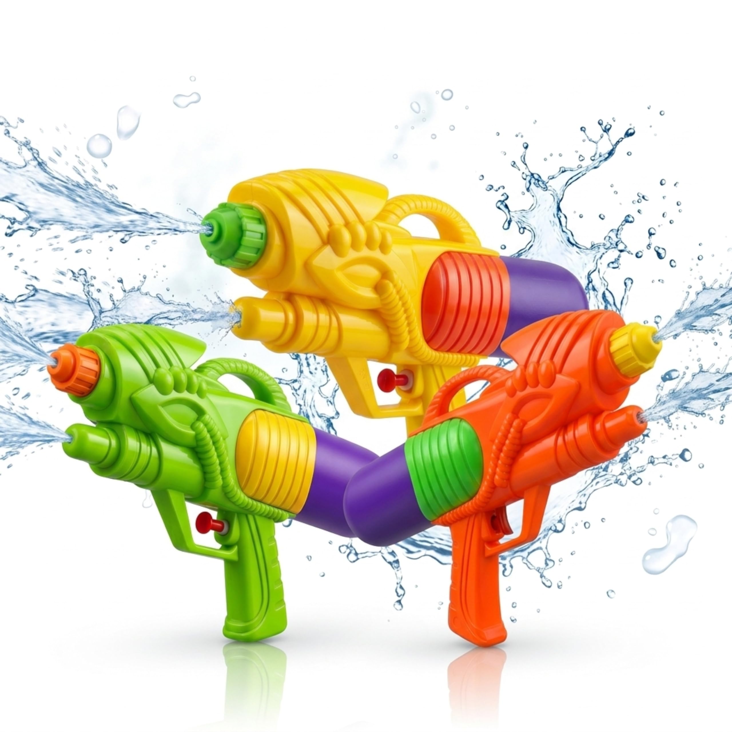 3 Pack Trigger Action Water Guns, Range 7M Water Blaster Set, Summer Outdoor Water Pistols for Beach, Pool, Garden, Holiday & Family Water Fight Games Size-29cm