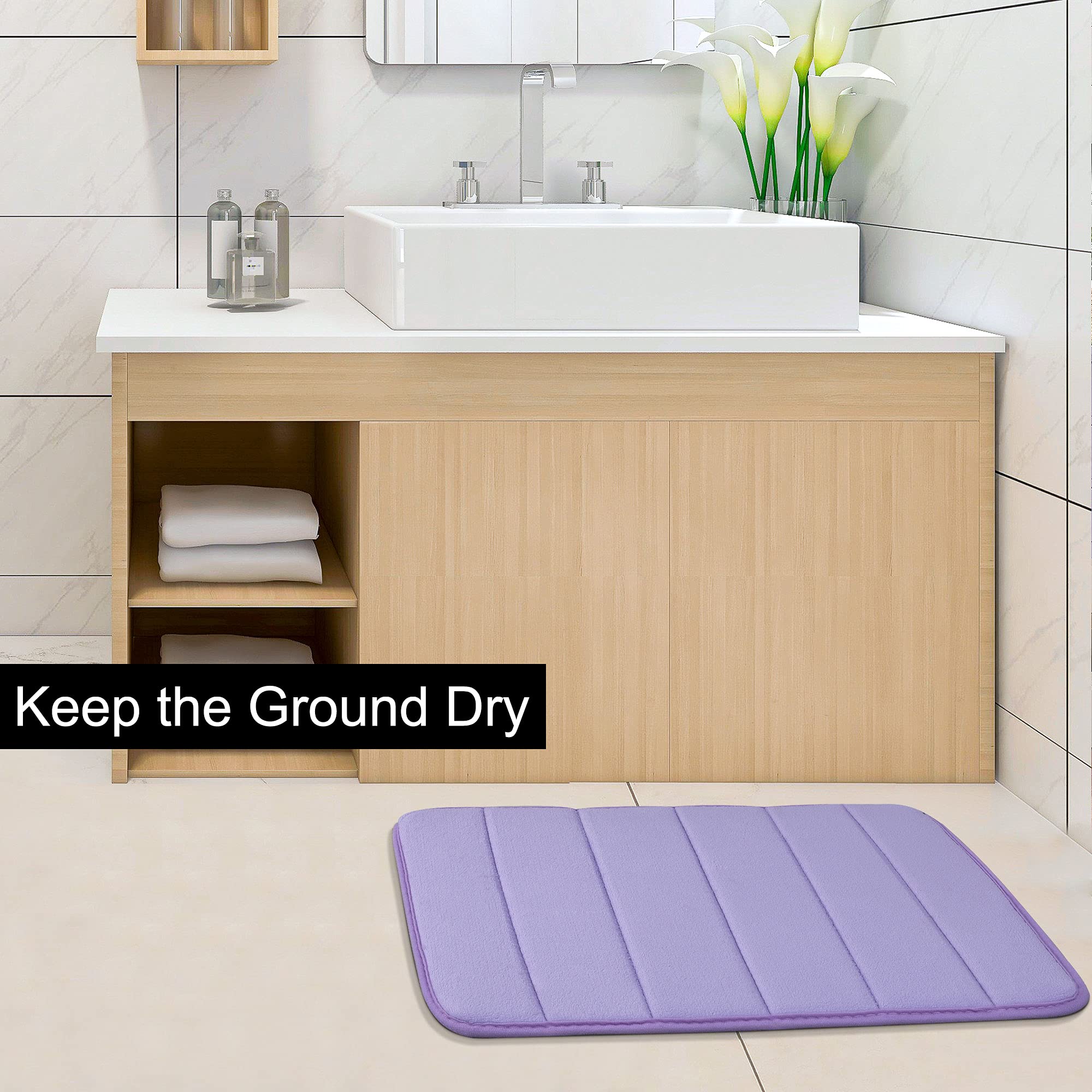 sourcing map Hogar Memoria Espuma Absorbente Baño Piso Alfombrilla Antideslizante Alfombra Ducha Alfombra Púrpura 24 x 16 Pulgadas Púrpura