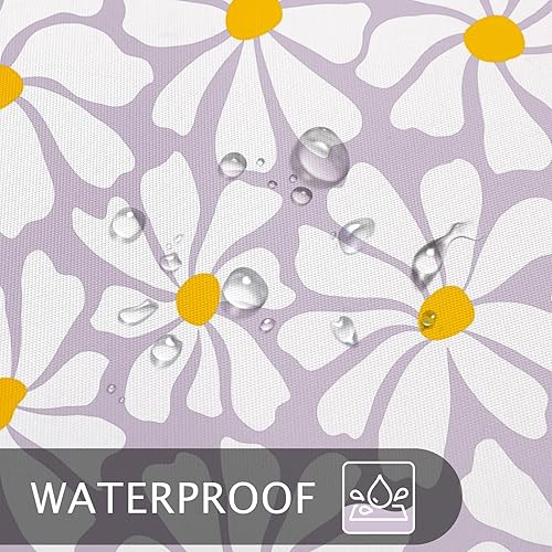 Miniatura 25 de Cortina de ducha floral de margaritas azules, cortina de ducha bohemia con flores de primavera para baño femenino, juego de cortina de ducha moderna