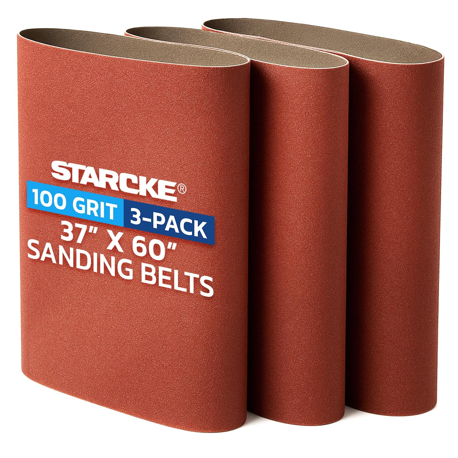 37 x 60 Inch Sanding Belts - 100 Grit Aluminum Oxide Belt Sanders for Woodworking and Metal, German Quality Heavy Duty Cloth Belt Sanding with Smooth
