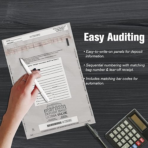 Miniatura 6 de Ultima Value Deposit Bag 9Wx12H - Bolsas de depósito bancario para efectivo - Paquete de 100