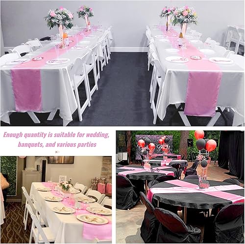 Miniatura 6 de Paquete de 24 caminos de mesa rosas de 12 x 72 pulgadas, centros de mesa rosas para centros de mesa para fiestas, camino de mesa redondo para mesas