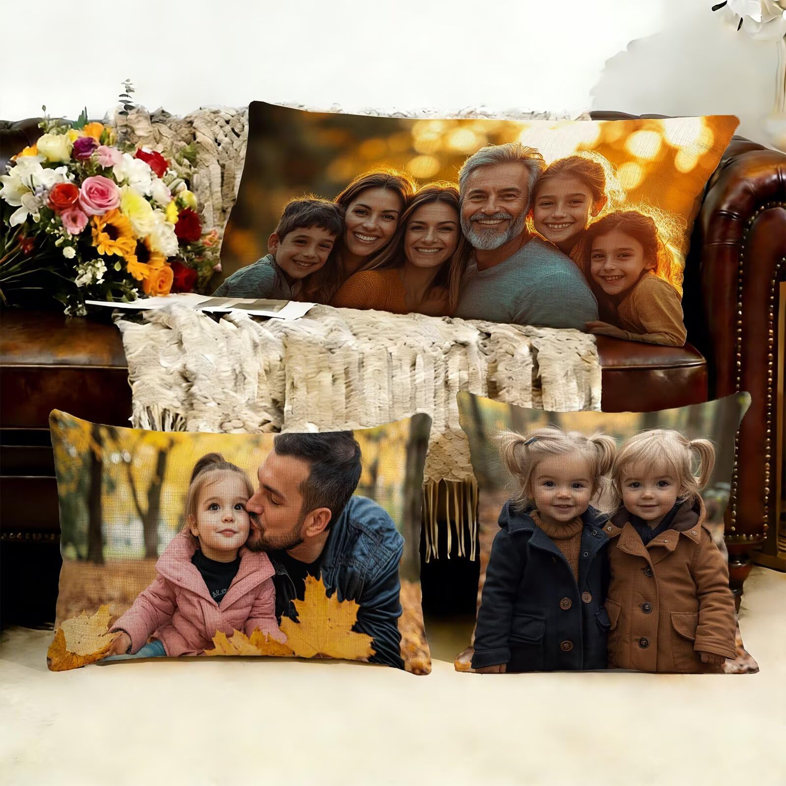 Coussin personnalisé photo double face idée cadeau anniversaire femme et homme 40x120