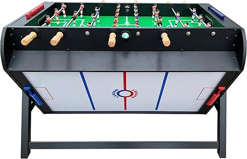 Vista 4 de KICK Triplex 55″ Varillas telescópicas 3 en 1 giratoria multijuego mesa – Juego de mesa de juego combinado – Billar, Air Hockey y futbolín