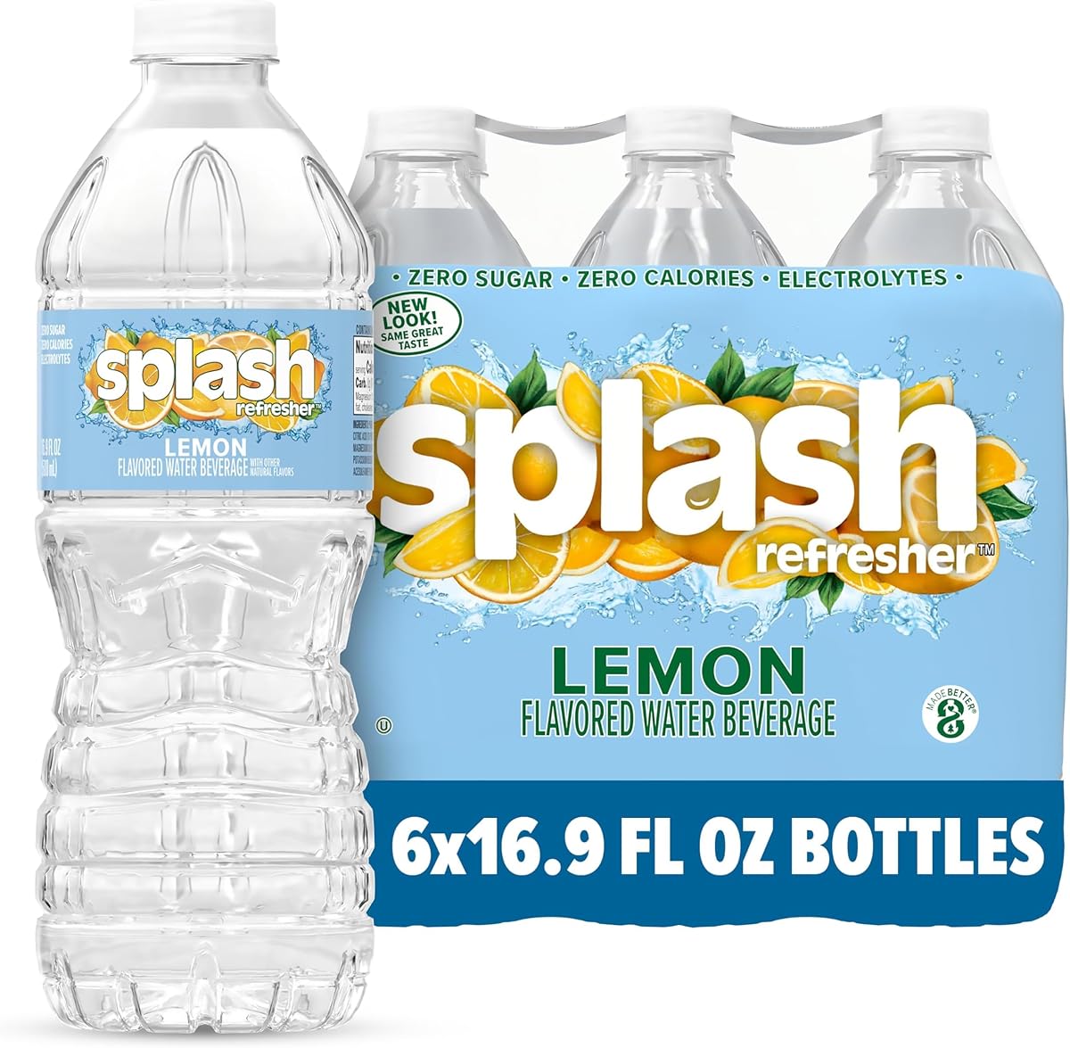 Splash Blast Water, Lemon, 16.9 Fl Oz | Pack of 30 | Plastic Bottle