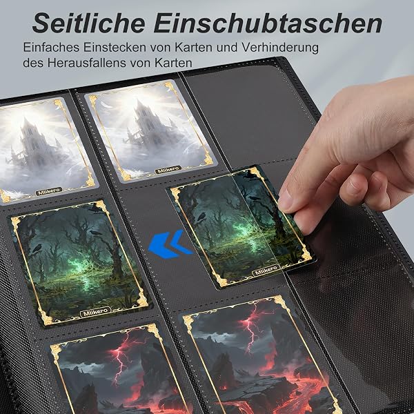Mlikero Sammelalbum Karten, 360 Seitentaschen groß Sammelkarten Album, Sammelheft Sammelkarten Ordner Geschenk für Karten Sammler und Kinder Geburtstag (Schwarz) - 4