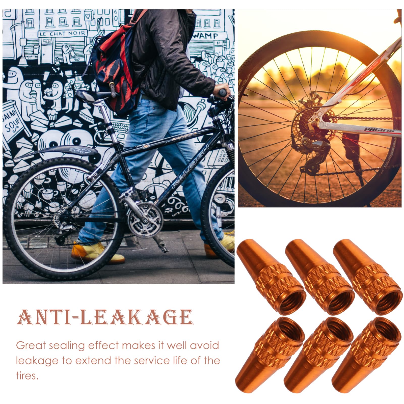 GOOHOCHY 6Pcs Alloy Bike Valve Caps for Road Bikes Durable Tire Air Dust Covers Easy Installation and Leakproof Design