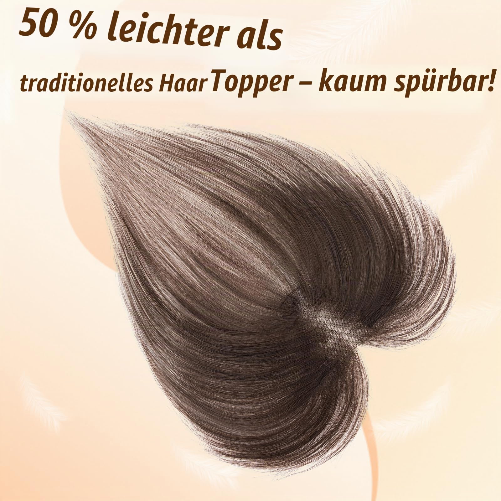 S-noilite Echthaar Toupets für Frauen Dunkelbraun - 9x12cm T-Sharp Haar Toppers Clip in Haarteile Echthaar mit Wispy Pony 13 Gramm