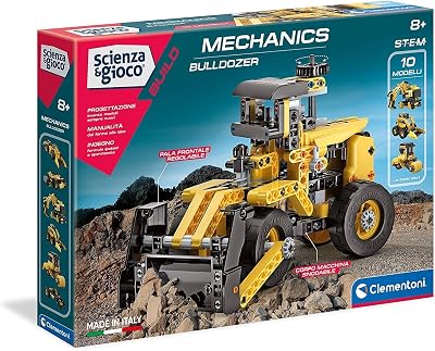 Clementoni Scienza e Gioco Build – Laboratorio di Meccanica Bulldozer, Set di Costruzioni Bambini di 8+ Anni, Scopri i Principi della Meccanica e dell’Ingegneria, Made in Italy, Lingua Italiana, 19139