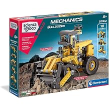 Clementoni - 19139 - Mechanics Workshop - Buldozzer - Made in Italy - Construction Set for Children 8 Years - Scientific Game, Italian, Multicoloured