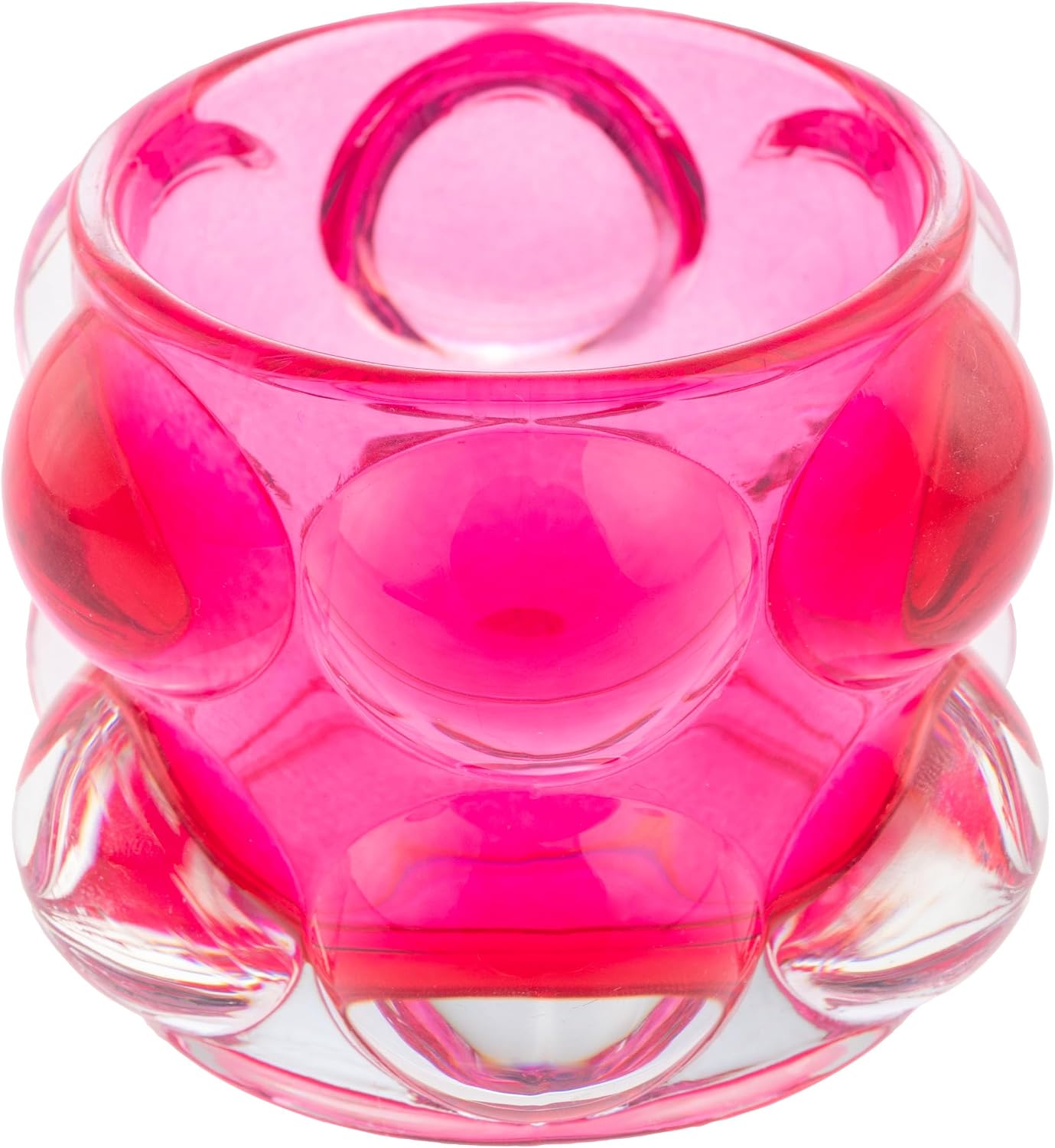 Karma, Lucia Hobnail Short Votive, Tea Lights Candle Holder, Glass Votive Candle Holders for Table Decorations, Baby Shower, Birthday Party, Weddings and Home Decor, Hot Pink