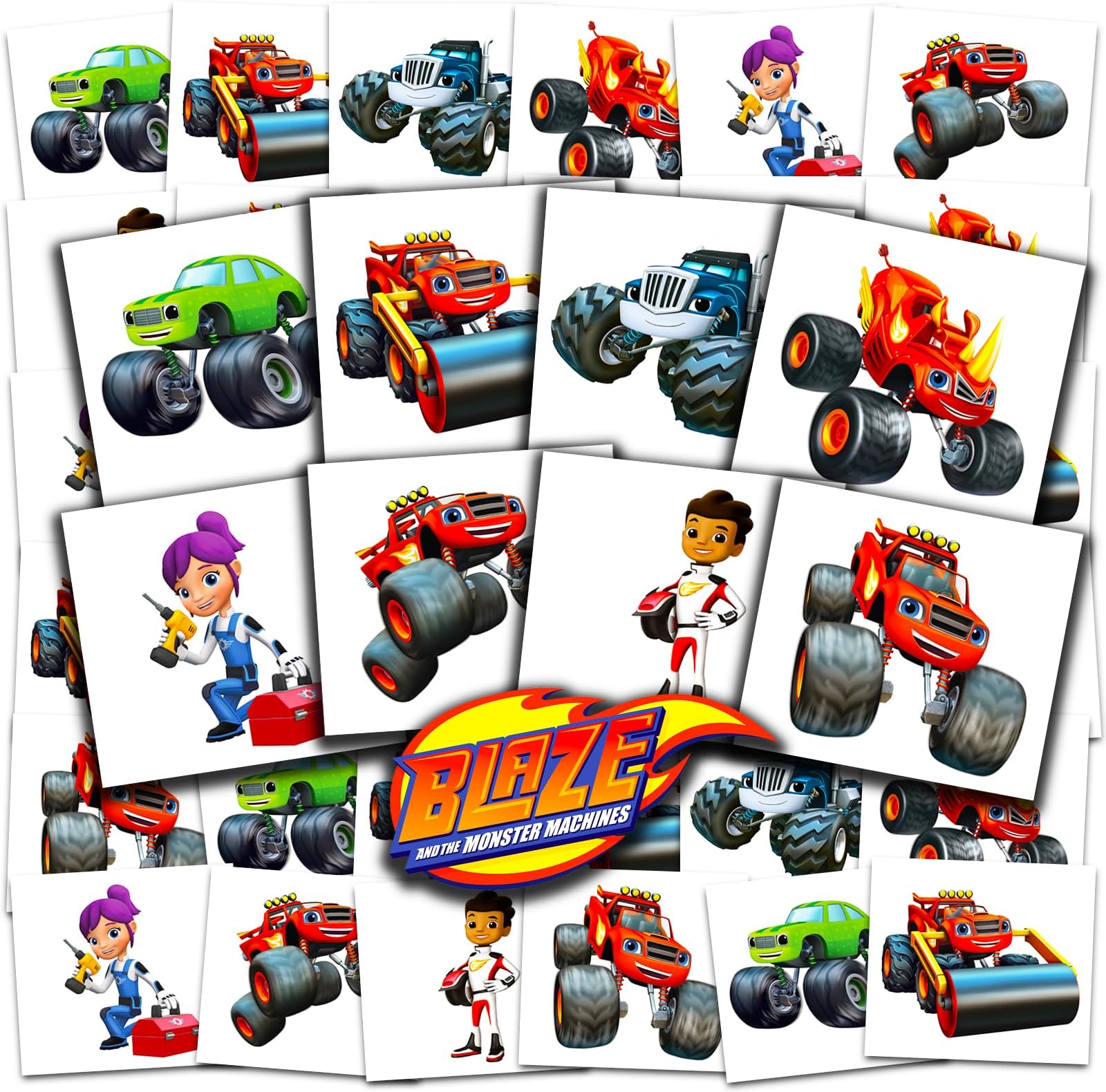 Blaze and the Monster Machines Tattoos Party Favors Bundle ~ 70+ Perforated Individual 2" x 2" Blaze Temporary Tattoos for Kids Boys Girls (Blaze Party Supplies MADE IN USA)