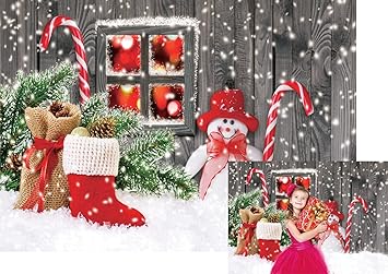 LTLYH 8x6FT Christmas Photography Backdrop Christmas Tree Window Light Santa Photography Backdrop Outdoor Snow Photography Christmas Party Props A020