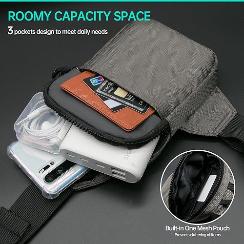 Miniatura 7 de Long Keeper Mini bolso bandolera Bolso cruzado pequeño impermeable para hombre y mujer, bolso casual para teléfono para viajes, senderismo