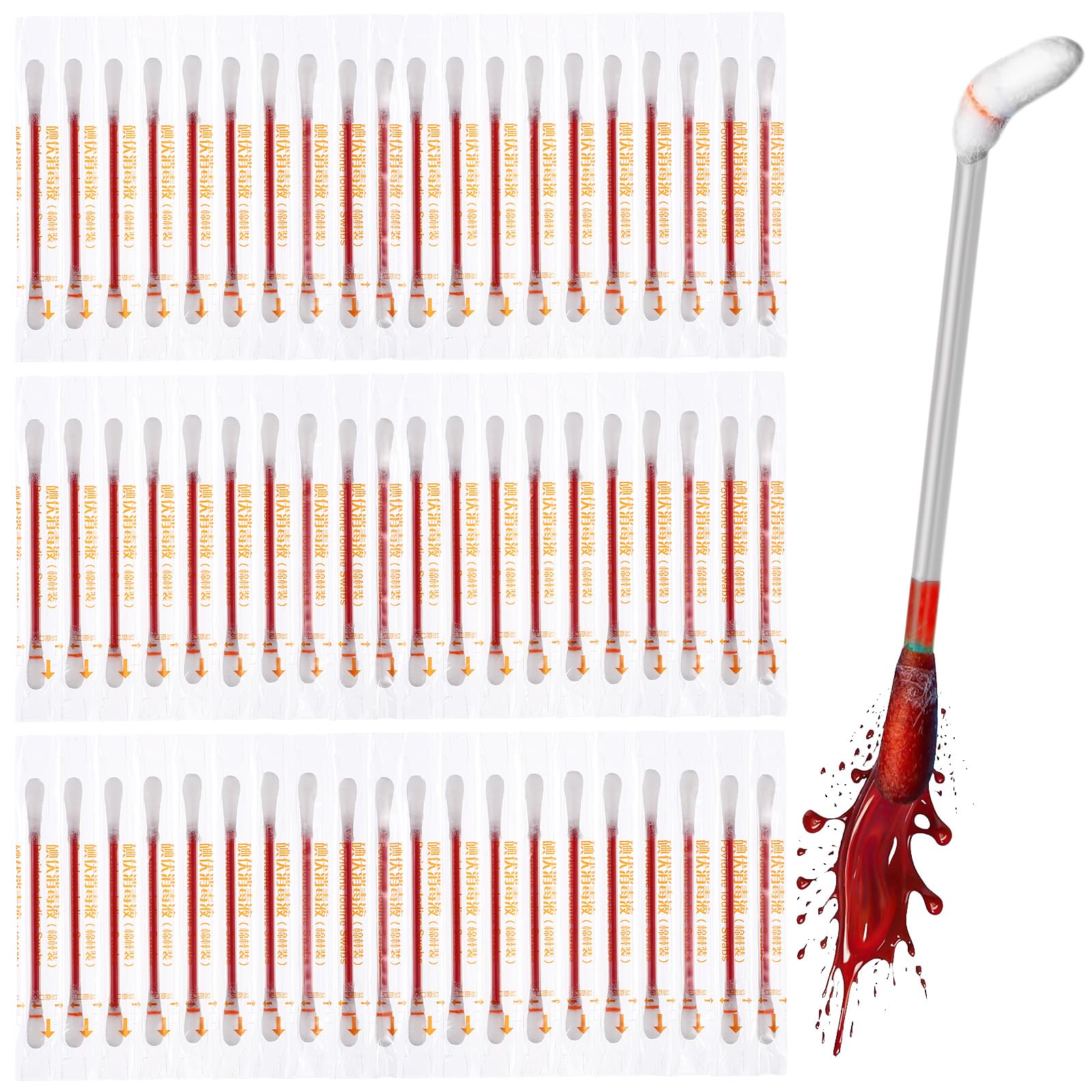SUPVOX Disposable Iodophor Cotton Swabs: 100pcs Individually Packaged Medical Iodine Swabs for Wound Skin Cleansing Nasal Ears Bruise Home Outdoor Travel Sports Emergency Use