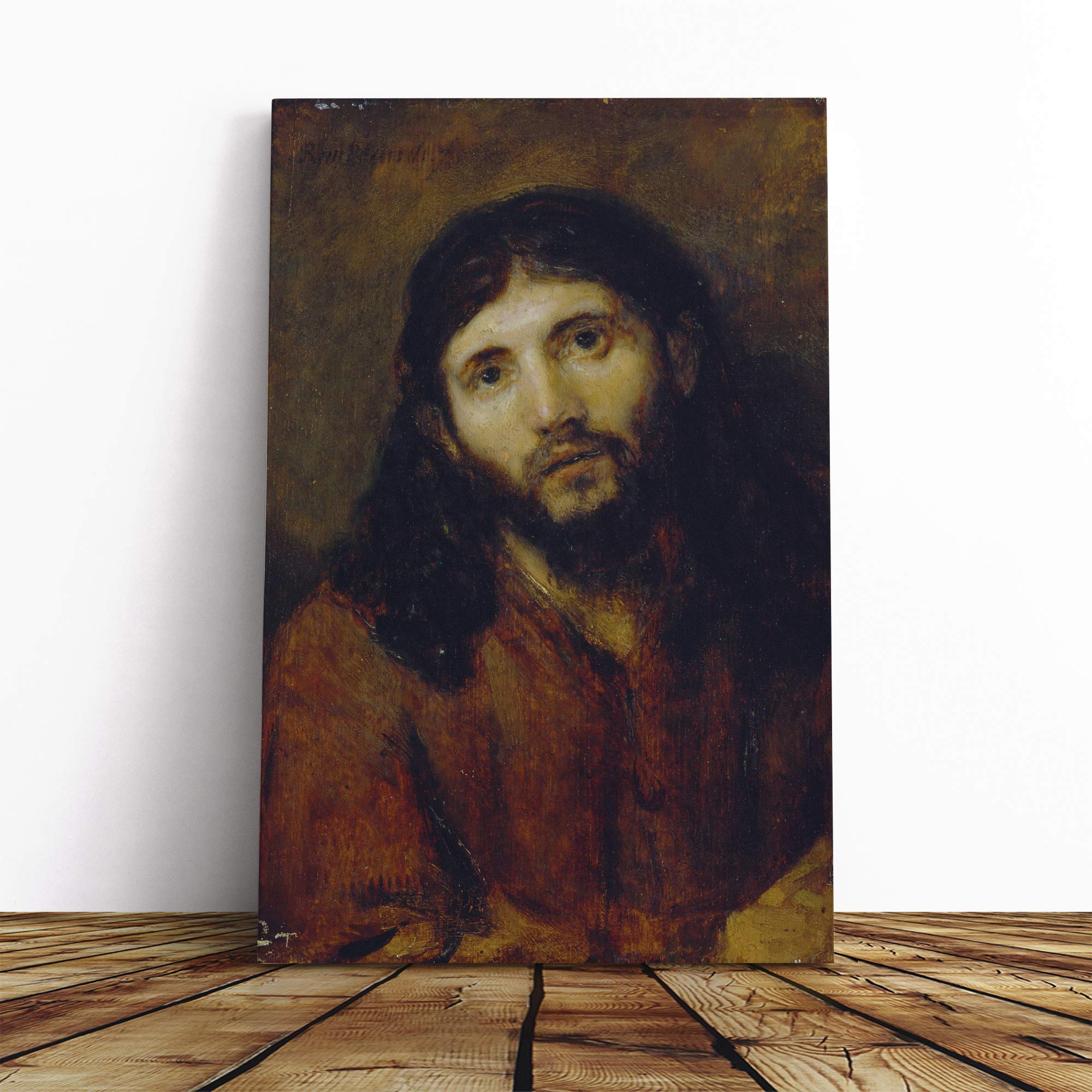 Rembrandt Christ Canvas Print | Gallery Wrapped 30mm Frame Wall Art | 20x14 inches | Ready to Hang | Modern Religious Picture | Living Room Bedroom Lounge Office