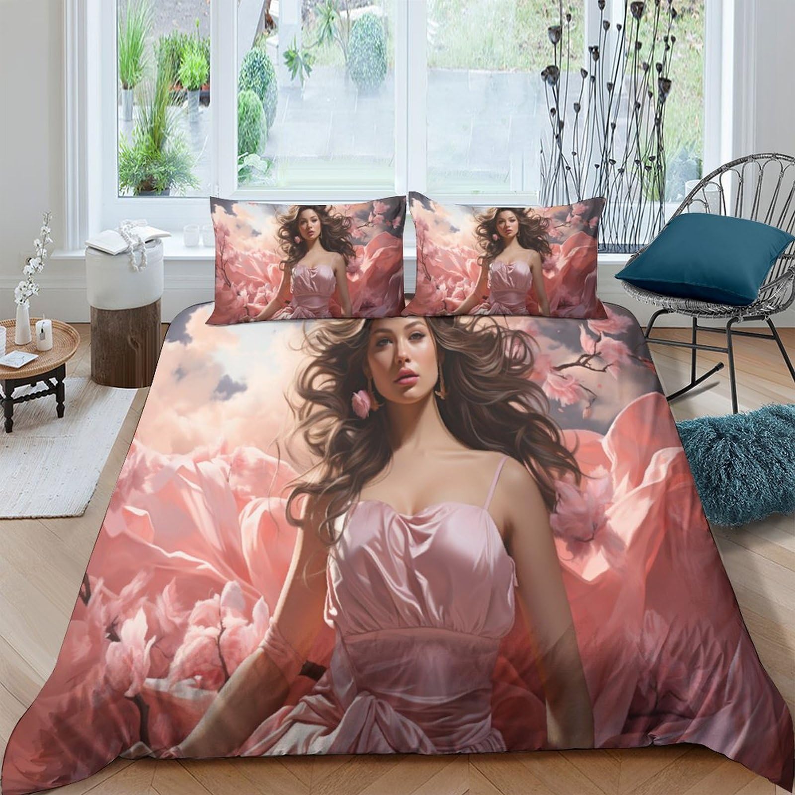 Housse de couette enfant nuage en microfibres 200x200 cm avec taie d'oreiller