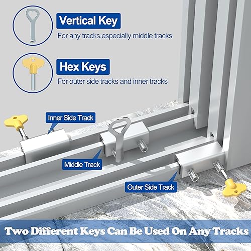 Miniatura 6 de RELIANCER 8 juegos de cerraduras de ventana deslizantes, topes de ventana de puerta de seguridad de aluminio, cerradura de seguridad ajustable para