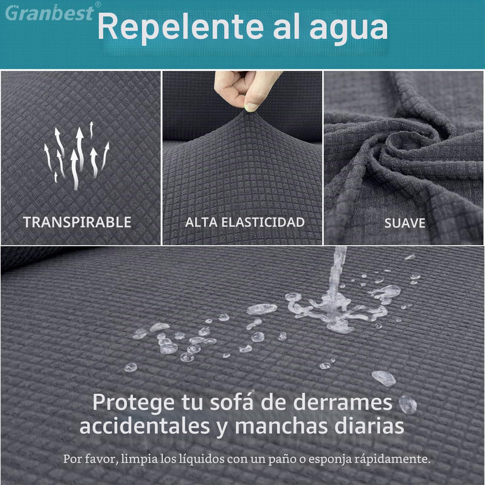 Granbest - Juego de 4 fundas impermeables para sillas de comedor, de alta elasticidad, protectoras, lavables, para banquetes, cocinas, fiestas, hoteles