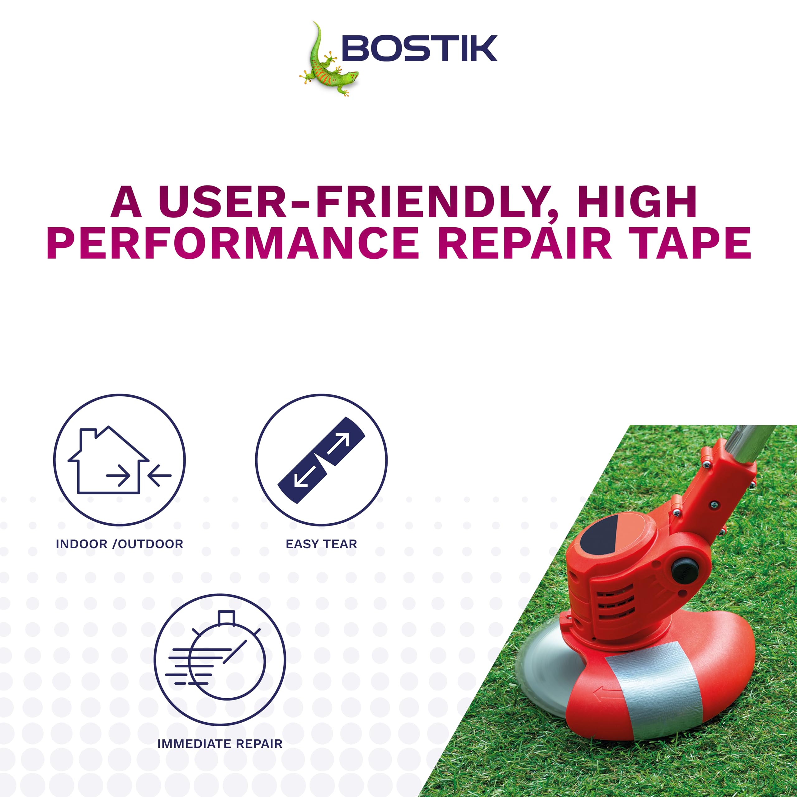 Bostik Max Repair Tape Grey, 50mm x 20m Roll, Ultra Strong Waterproof Duct Tape, Maximum Bond Strength, Heat - Image 3