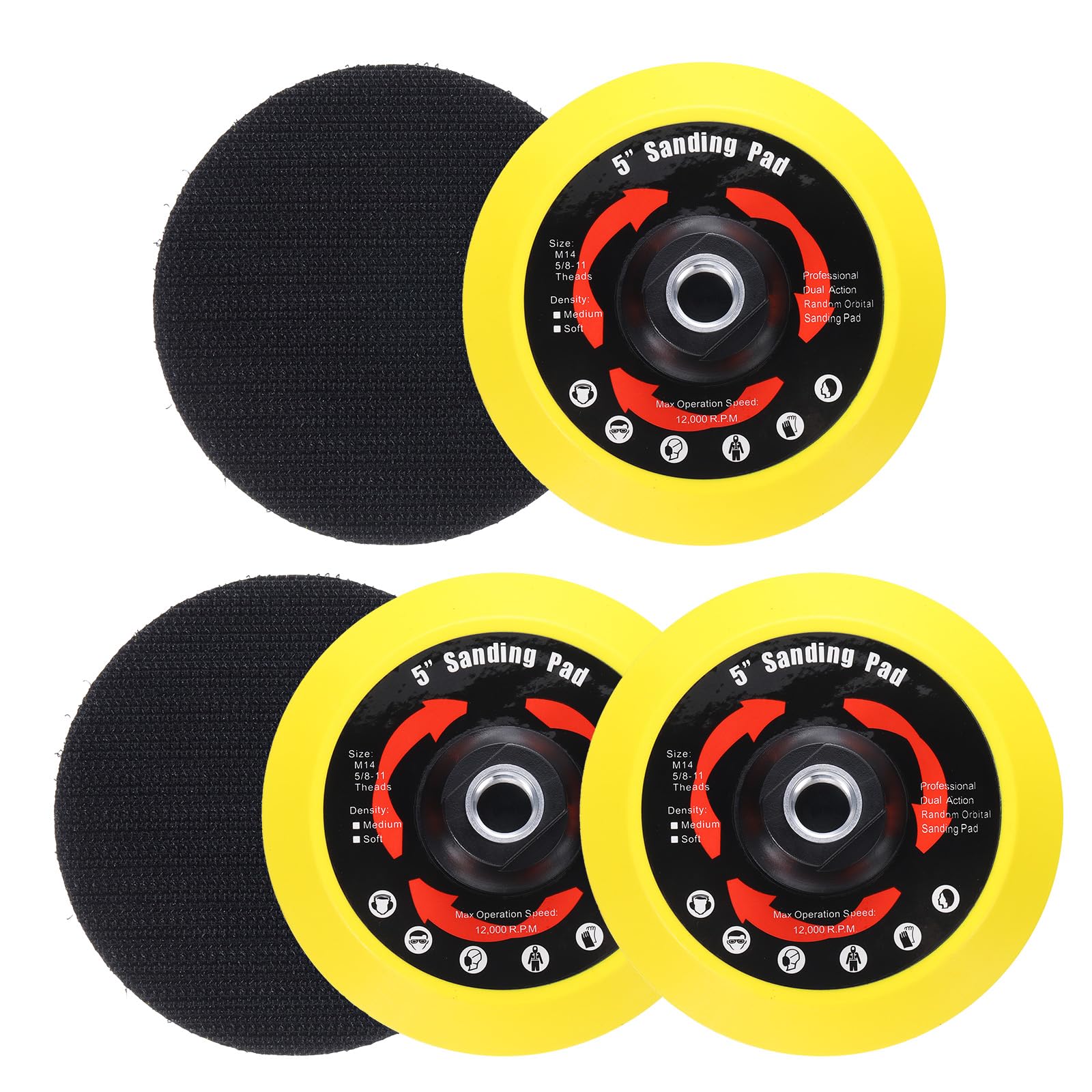 Sourcingmap 5 Inch Hook and Loop Backing Sanding Pads with 5/8"-11 Thread for Diamond Sanding Finishing Polishing Buffing Pads