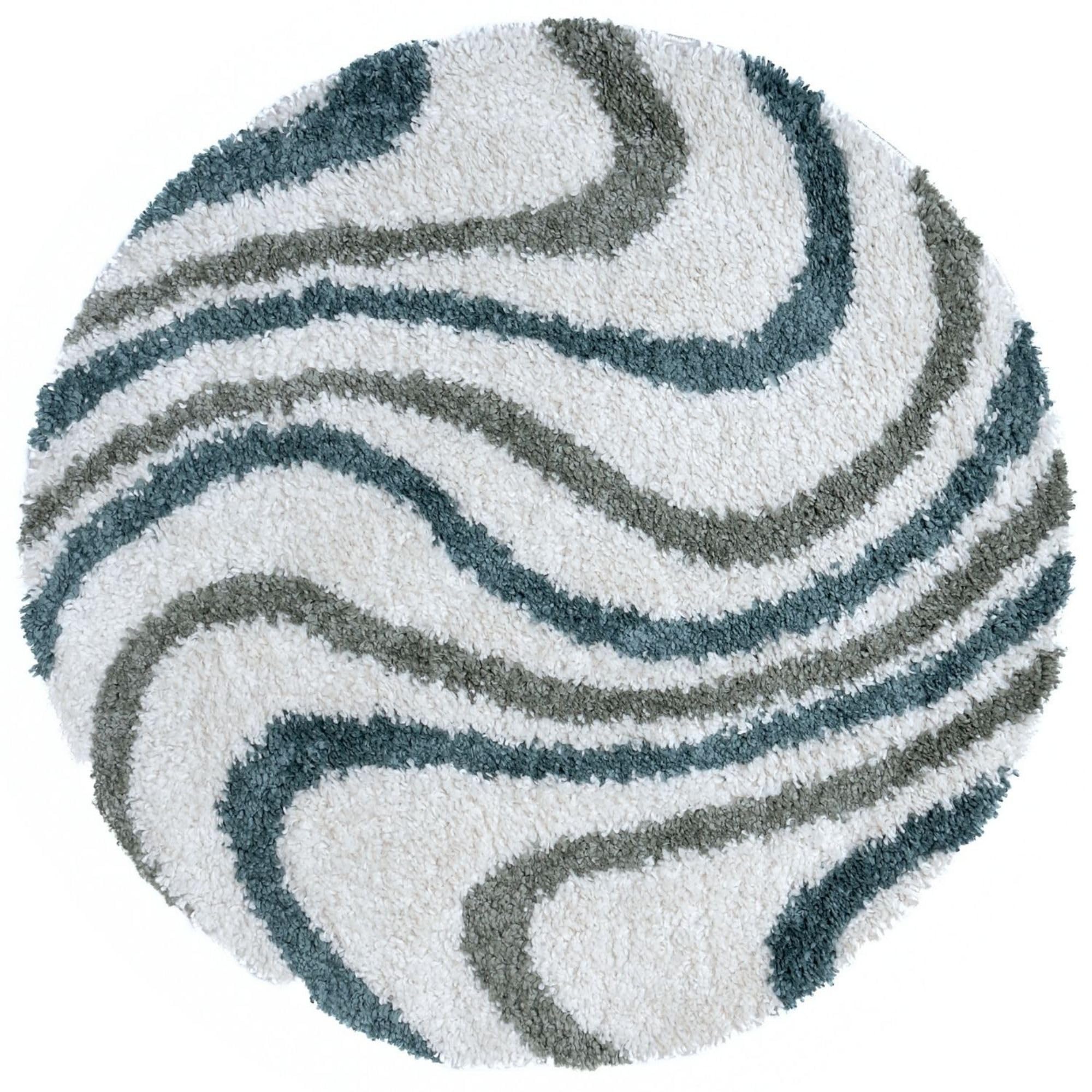 B&Q -  Moodi Shaggy Green Rippletide Rug Runner Striped Thick High Pile For Living RoomsBedroomsHallwaysKitchens