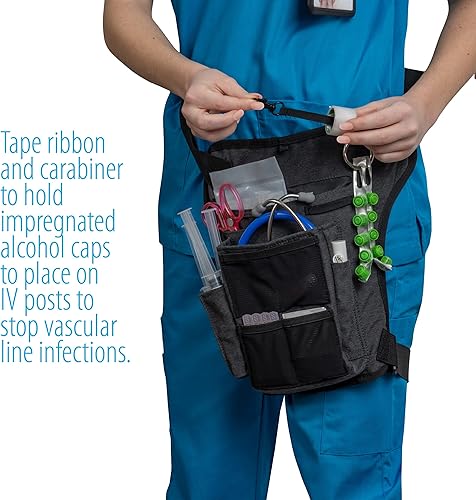 Miniatura 6 de Riñonera para enfermera con banda elástica para las piernas, bolsa de herramientas organizadora de cintura con múltiples compartimentos para
