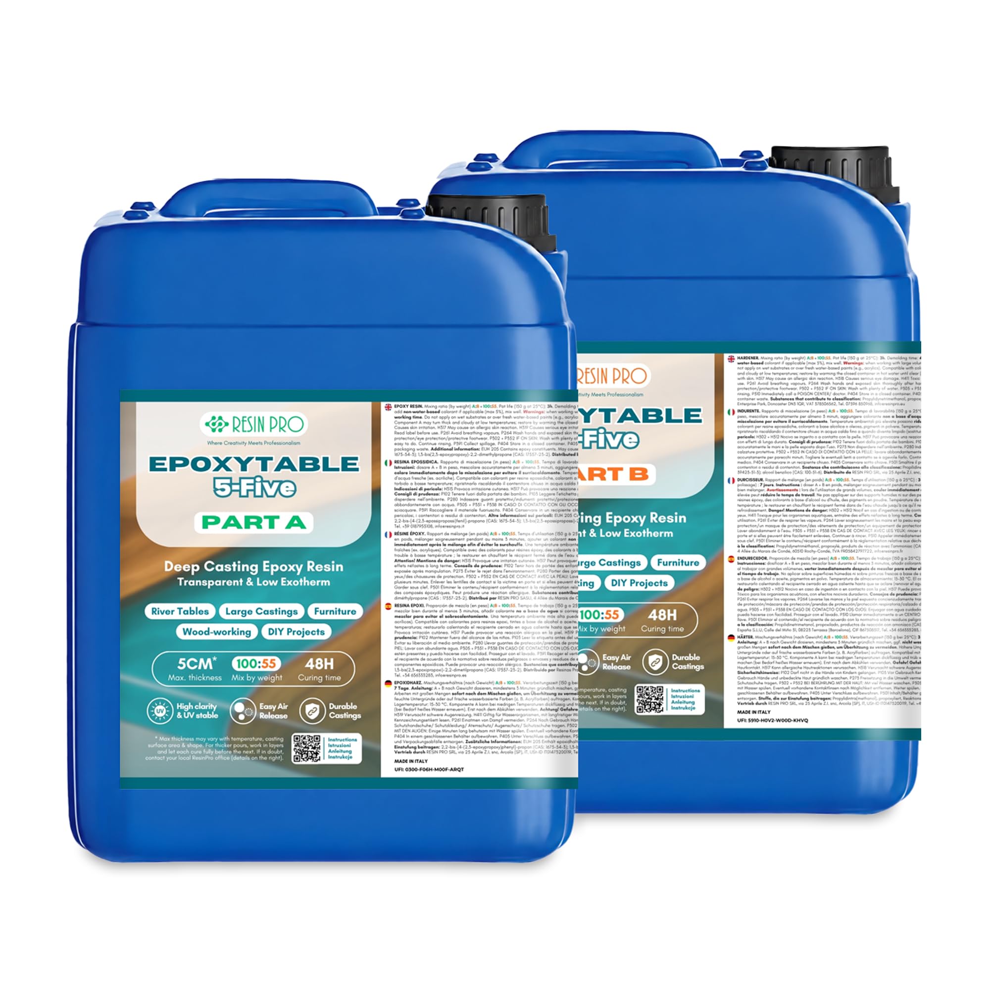 ŻYWICA EPOKSYDOWA EPOXYTABLE5 Idealna do tworzenia stolików rzecznych, mebli, odlewów bezbarwnych, blatów 5cm, biżuterii i kreacji artystycznych, certyfikat nietoksyczny - 9Kg