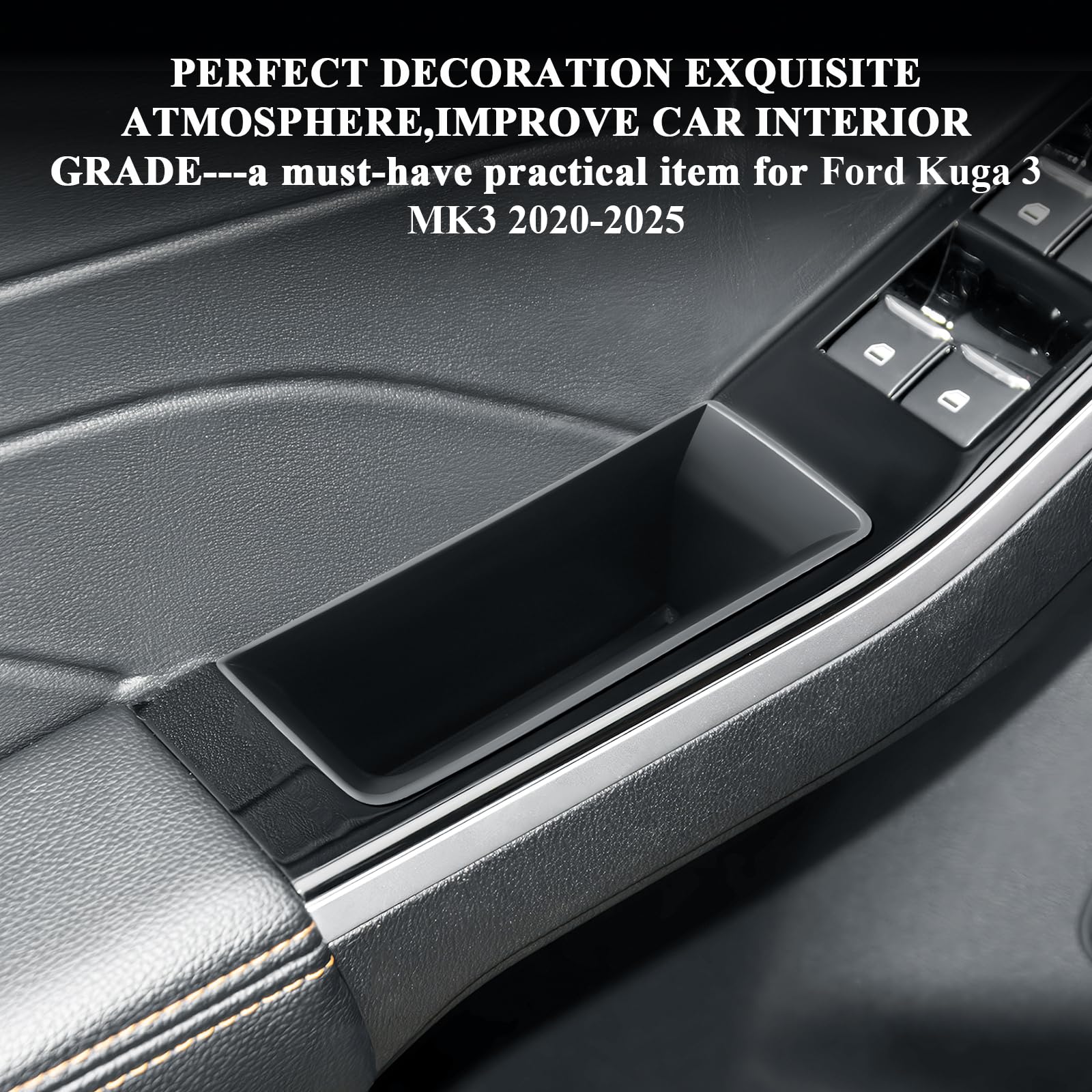 BIBIBO Półka na klamkę drzwi, kompatybilna z Ford Kuga 3 MK3 2020-2025 – zestaw 4 praktycznych pudełek do przechowywania do drzwi samochodowych, organizer do Kuga, Kuga MK3 ST-Line akcesoria (4 sztuki