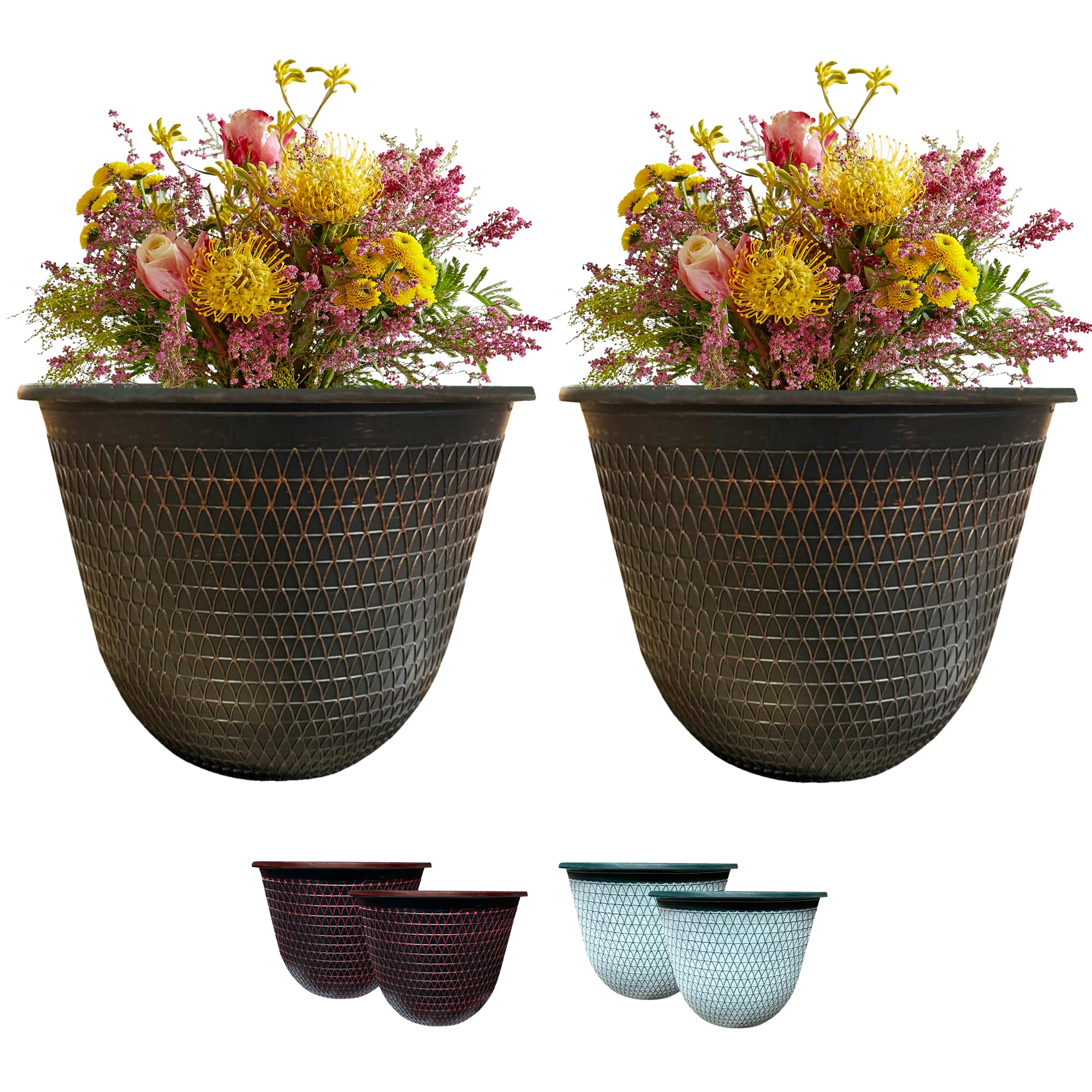 Sg Traders Black Copper Camden Plant Pots, Outdoor Planters For Garden, Plant Pots For Garden, Enhance Your Outdoor With Beautiful Planter Pot, Flower Planter With Drainage Holes- 25Cm, Pack Of 2 (Black Copper)