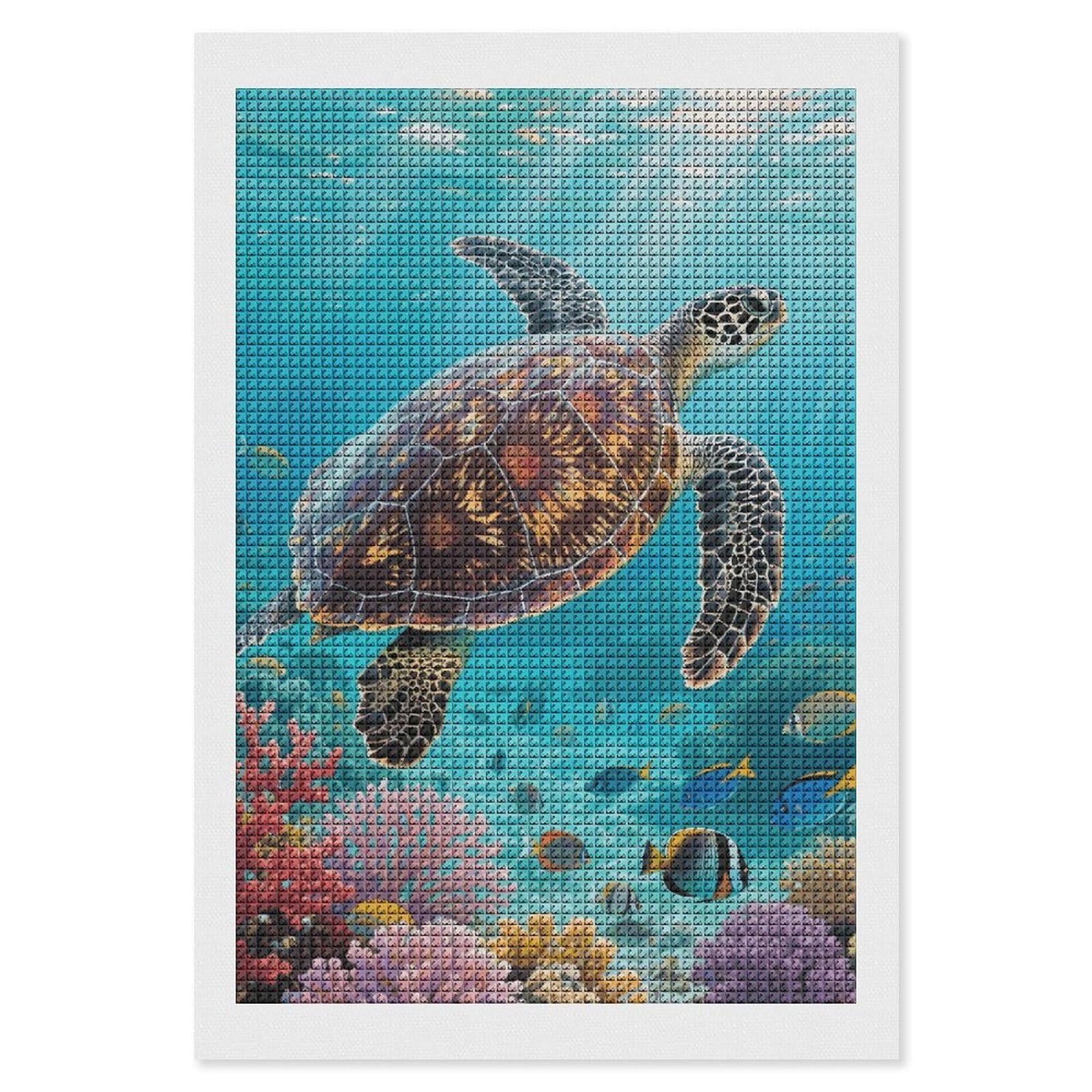 FodPand Sea Turtle 5D Diamond Painting Kits for Adults Beginners Full Drill Square Diamond Dots Pictures Gem Art Supplies for Home Wall Room Decoration DIY Craft Set Gift 8x12