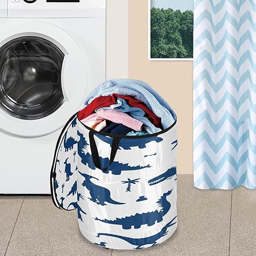 Miniatura 5 de cubbies extra large folding laundry basket with handles for home Cute Cartoon Dinosaurs Blue,organizadores de ropa para closet