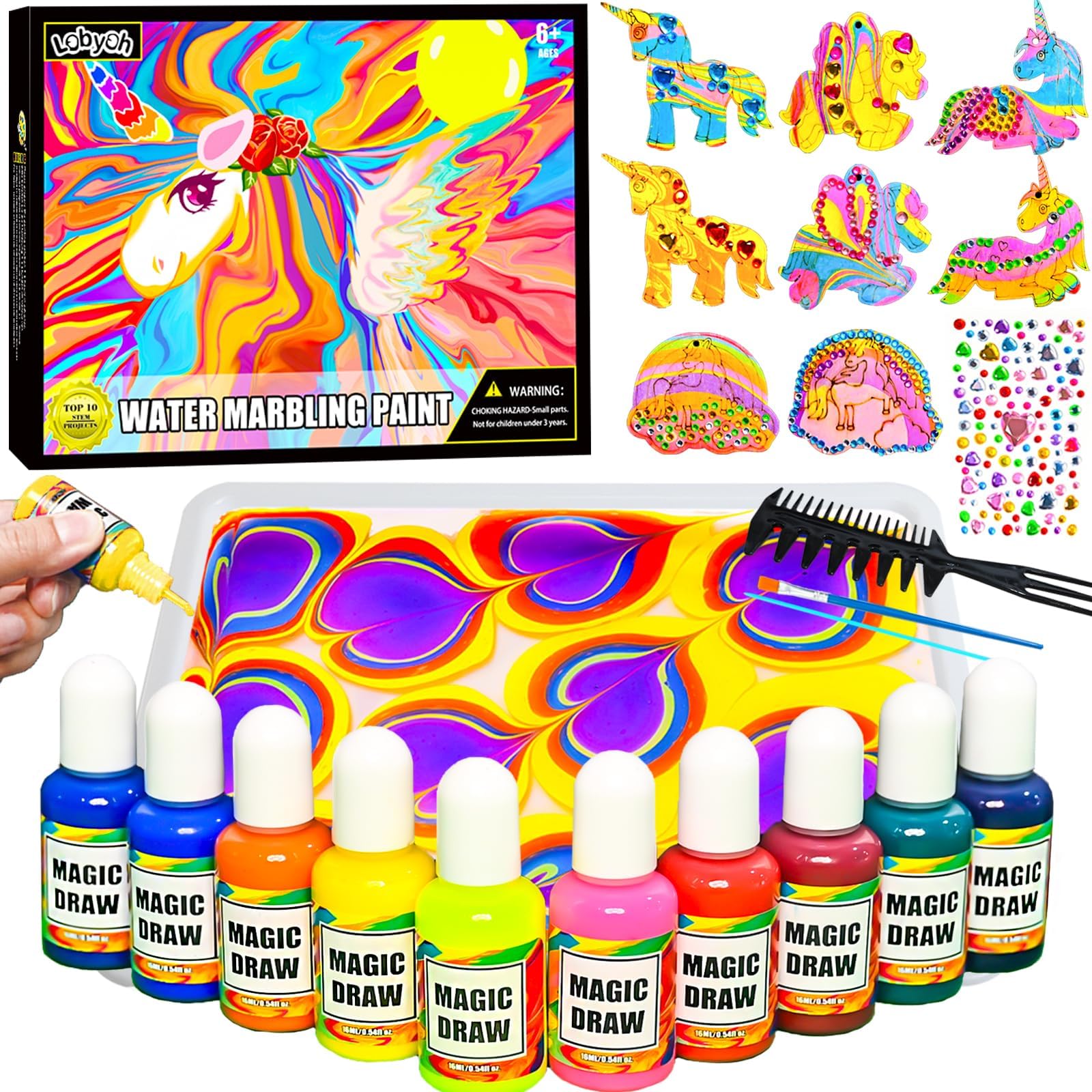 Lot De 2 Kits De Peinture Marbrée - 6 Couleurs Pour Filles Et