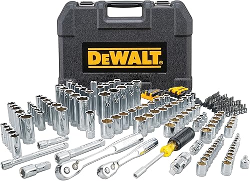 DEWALT Juego de herramientas para mecánicos, herramientas de impulso de 1/4", 3/8", 1/2", dados y trinquetes, 200 piezas (DWMT45007)
