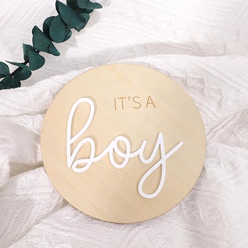 Miniatura 9 de Letrero de madera de 1 pieza con texto en inglés "It's a Boy" de madera para revelar el género, anuncio de embarazo acrílico para niño o niña,