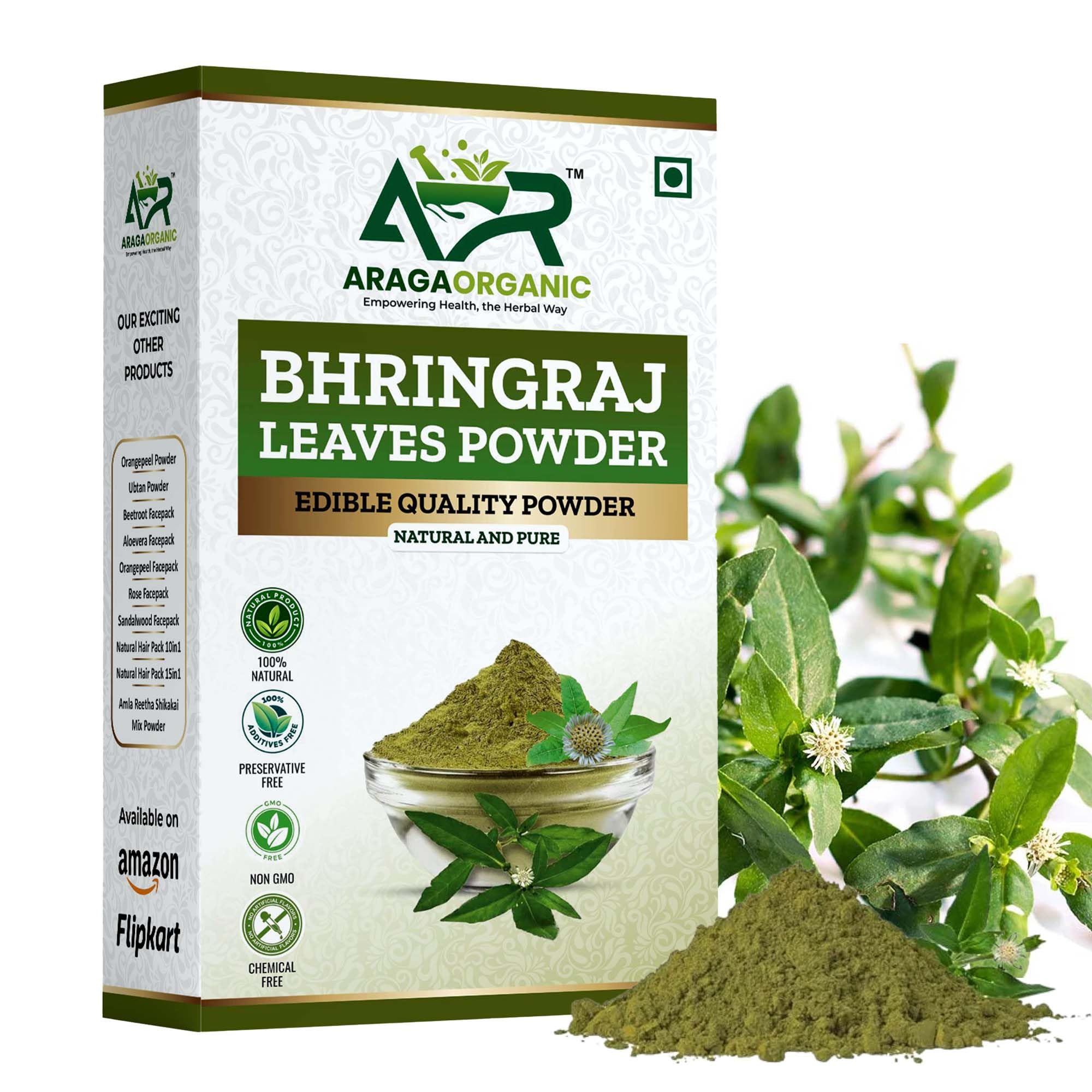 Araga Organic A Grade Bhringraj Powder (Eclipta Alba) (250gm) | Ideal for Hair Mask and Eating, 100% Natural and Pure | No Chemical, No Preservatives-image-46