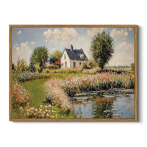 HUARCEY Relaxing French Countryside Scene 12"x16" Wall Art, Vintage Cottage