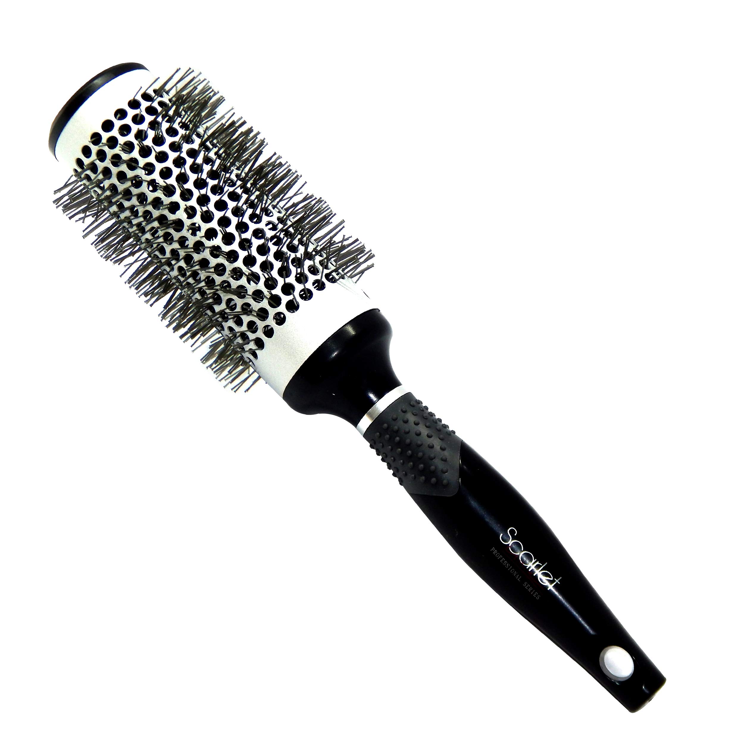 Scarlet Line Professional Matte Large Hot Curling Hair Brush with Ceramic Bristle and Anti Slip Rubber Grip on Handle for Men n Women, 44 mm