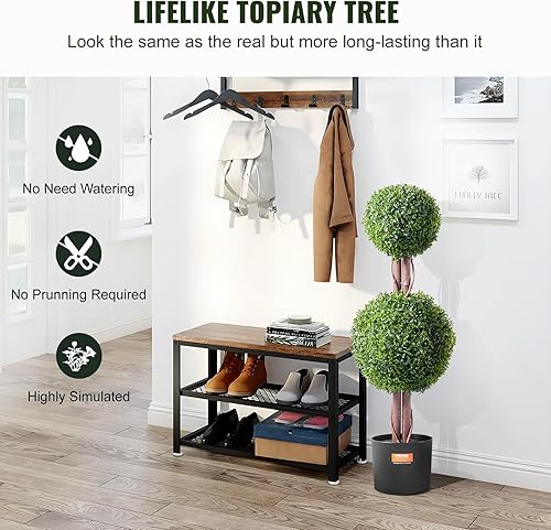 Vista 53 de VEVOR Árbol topiario artificial de boj, 48 pulgadas de alto (2 piezas), árbol topiario sintético en forma de triple bola, planta sintética verde