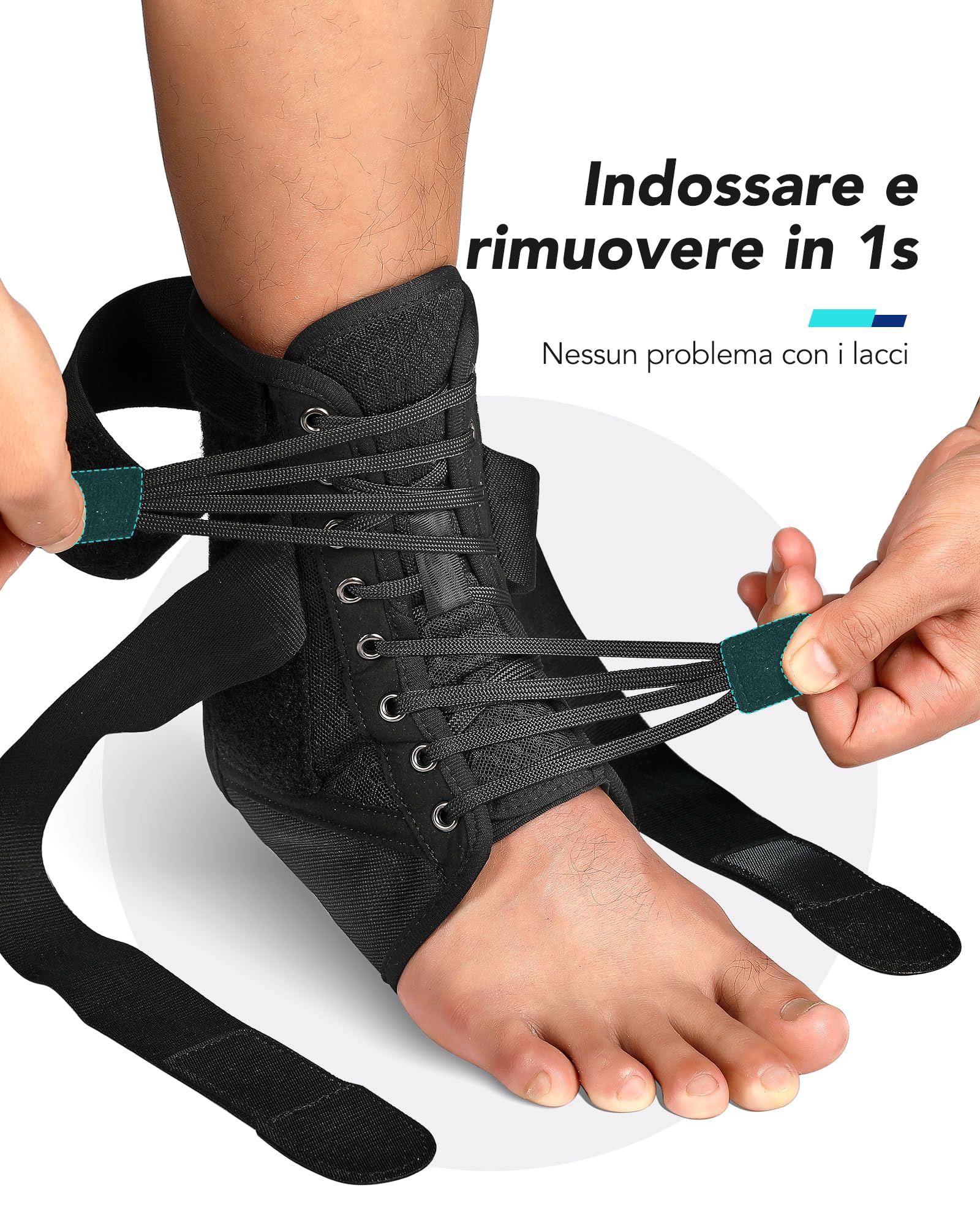 Fitomo Cavigliera Ortopedica per Distorsione, Cavigliera Sportiva con Stabilizzatore Staccabile, Tutore Caviglia Distorsione per uomini e donne (Nero, L)