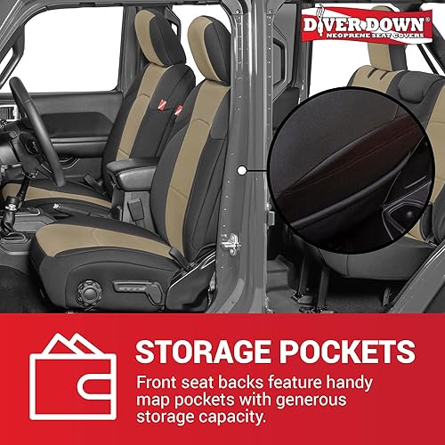 Miniatura 4 de Diver Down Juego de fundas de asiento de neopreno para Jeep JL de 4 puertas Wrangler 2018-2022, juego de asiento delantero y trasero, fundas de