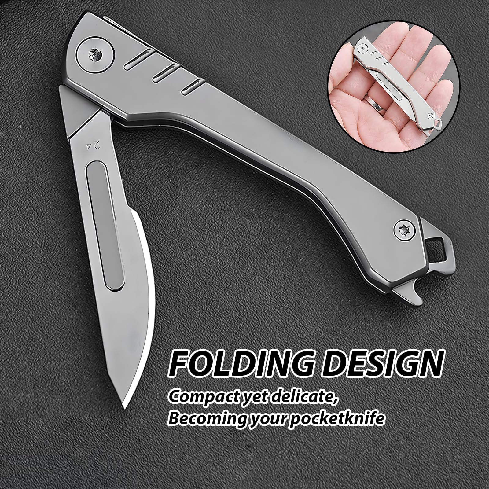 Coltellino Tascabile EDC Con 10 Lama Sostituibile #24, Coltello Pieghevole per Caccia all'aperto, Campeggio, Pesca